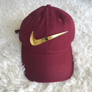 🆕 Burgundy Nike Gold Logo Adjustable Hat